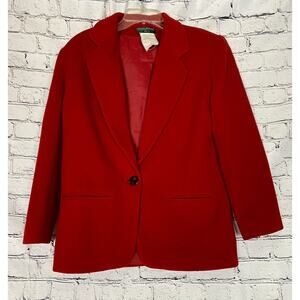 Women's Vintage Red Wool Cashmere Harve‎ Benard Structured Lined Blazer Size 8
